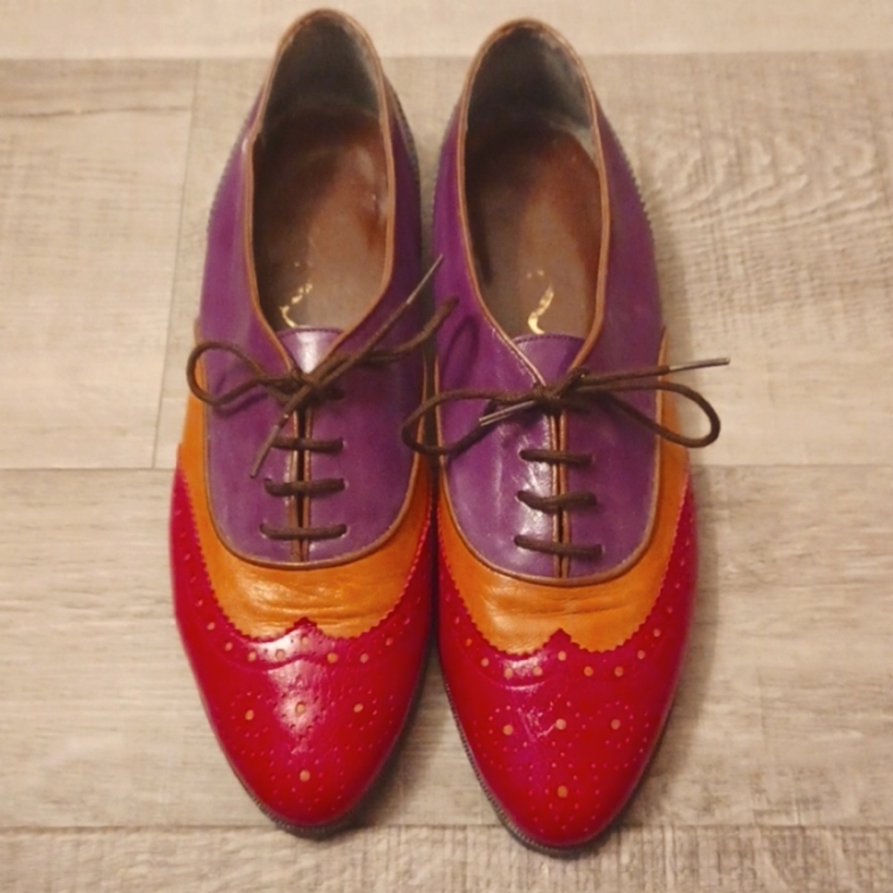 4/$16-Nina genuine upper leather vintage 8 1/2 N multi- colored women's shoes